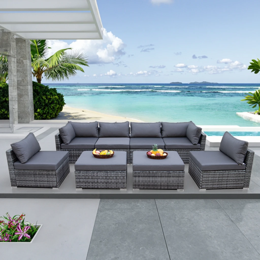 Outdoor Furniture And Fire Pit - Conjunto de Sofá Contemporâneo para Área