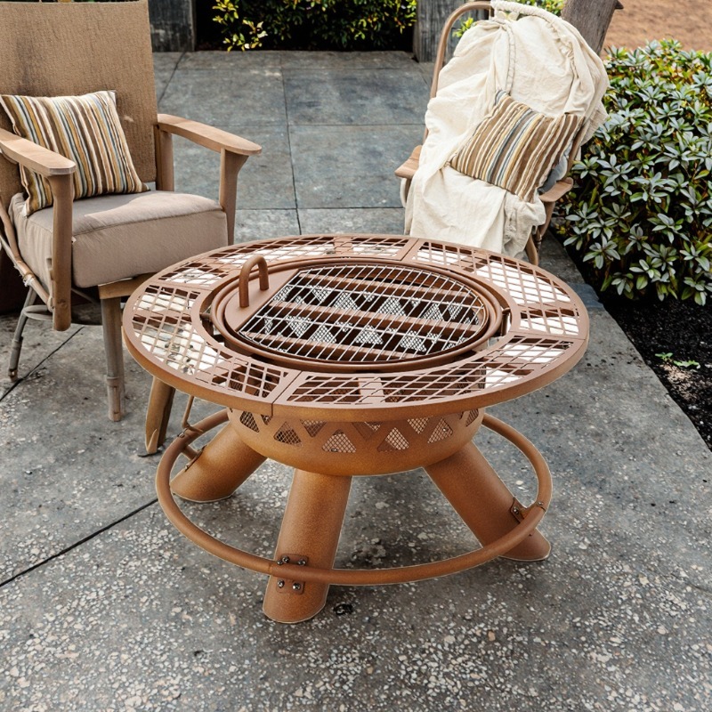 Outdoor Furniture And Fire Pit - Conjunto de Churrasqueira e Mesa de