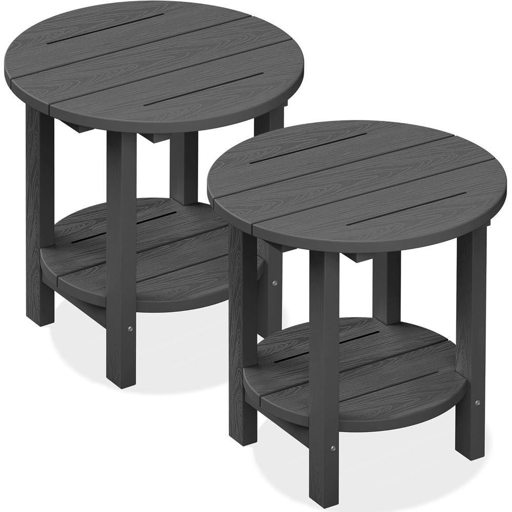 Outdoor Furniture Ofo - Conjunto de 2 mesas laterais redondas