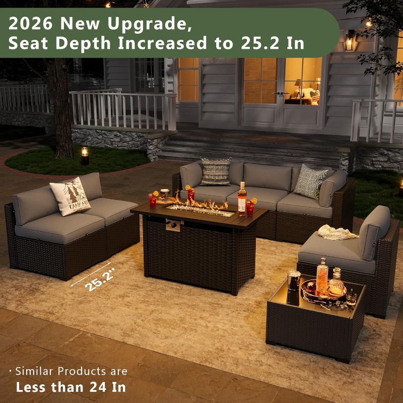 Outdoor Furniture And Fire Pit - Conjunto de Móveis para Pátio Aoxun
