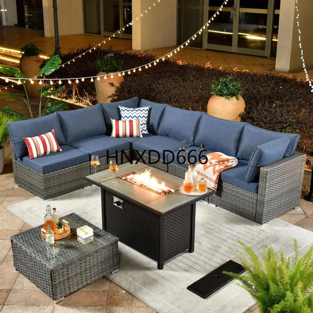 Outdoor Furniture And Fire Pit - Conjunto de Móveis para Pátio Externo