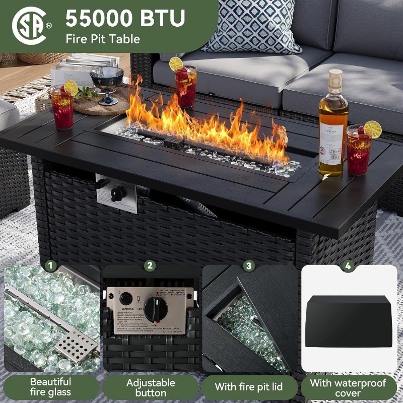Conjunto de Móveis para Pátio  - Outdoor Furniture And Fire Pit avaliação e preço